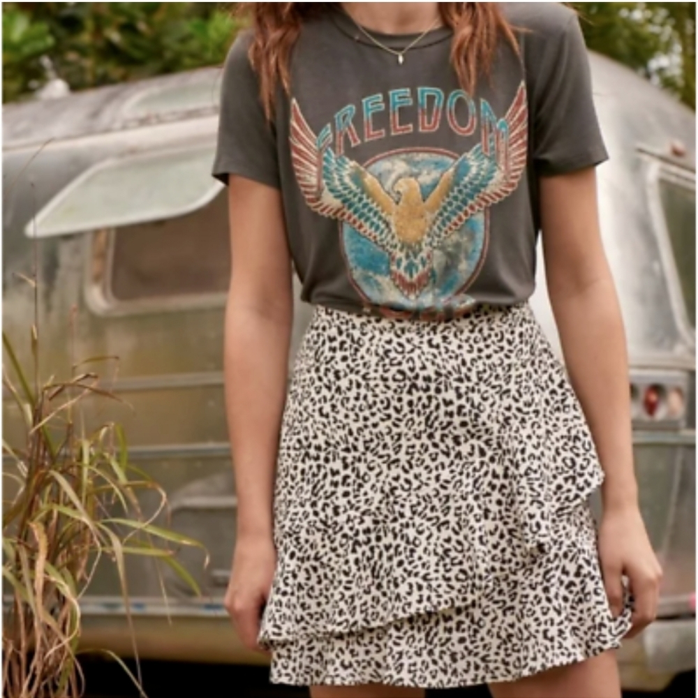 Altard State black and ivory cheetah print mini skirt